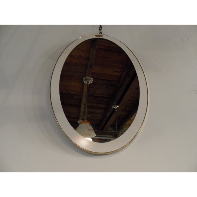 Vintage White Oval Mirror, 1950s For Sale - Image 4 of 11