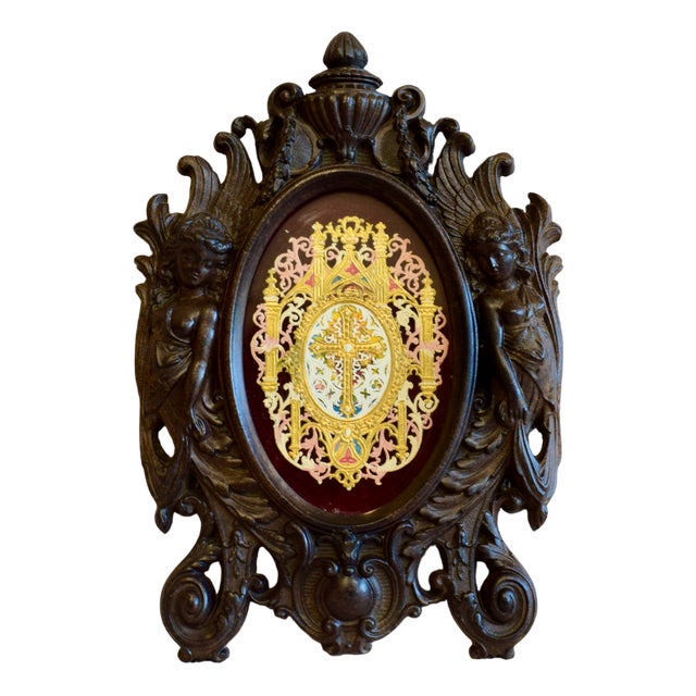 Antique Victorian French Black Photo Frame For Sale