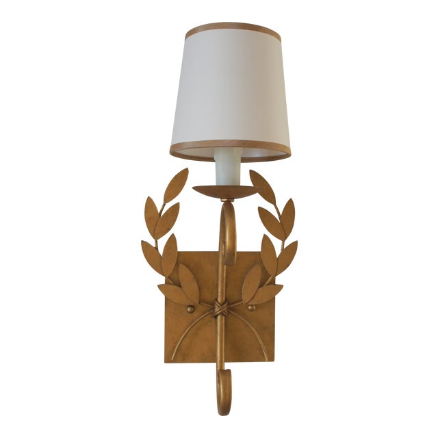 Julie Neill Gilt Metal Wreath Sconce For Sale
