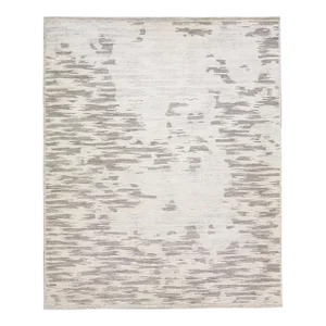 2010s Abstract Modern Handmade Moroccan Style Wool Rug in Beige & Gray by Apadana