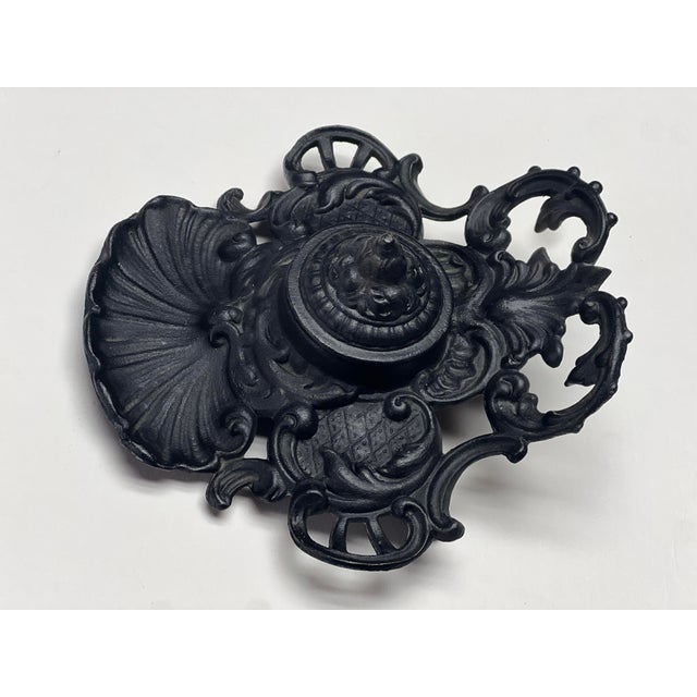 Vintage Ornate Cast Iron Inkwell For Sale - Image 10 of 12