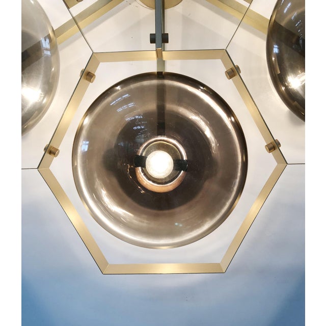21st Century Hive Satin Brass Smoky Murano Flush Mount by Fabio LTD For Sale - Image 9 of 9
