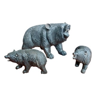 French Black Forest Carved Bear Figures, 1940s, Set of 3 For Sale