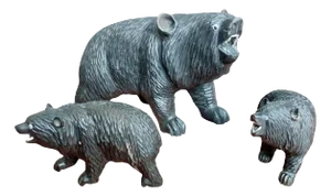 French Black Forest Carved Bear Figures, 1940s, Set of 3