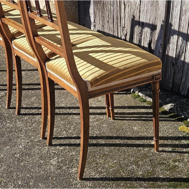 Antique :ate 19th Century Louis XVI Hand-Carved Walnut Side Chairs in the style of Claude Sené For Sale - Image 12 of 18
