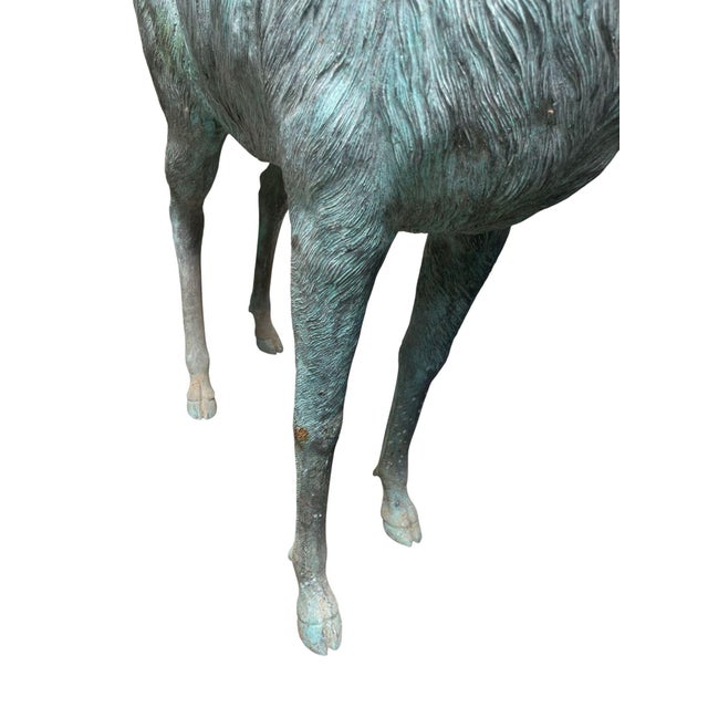 Late 20th Century Pair of Monumental Bronze Stag and Doe Sculptures by Lake Geneva Studios For Sale - Image 12 of 15