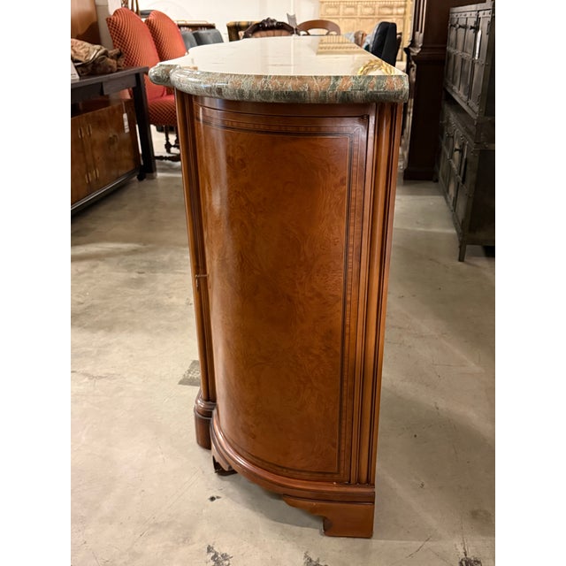 Early 21st Century Custom Design Louis XVI–Style Marble Top + Burl Credenza For Sale - Image 5 of 12