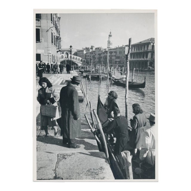Erich Andres, Venice, Gondola on Water with People, Italy, 1950s, Silver Gelatin Print For Sale