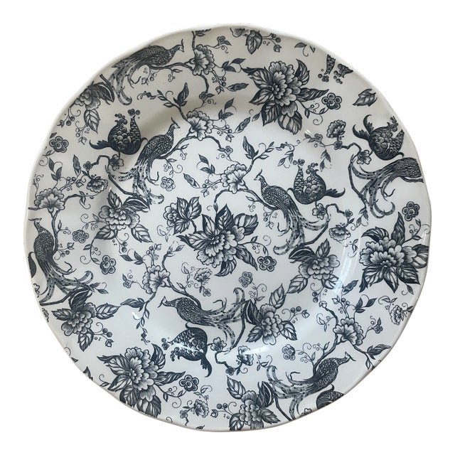 Vintage Ravensdale Pottery Staffordshire “Exotic Bird Black” Platter