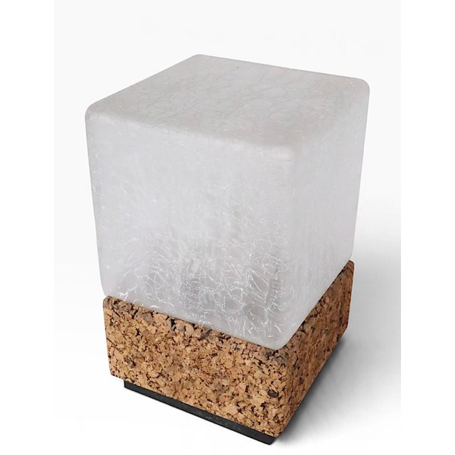 Wood Mid 20th Century Danish Modern Cork and Glass Table Lamp For Sale - Image 7 of 17
