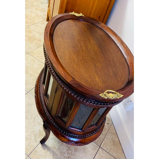 Chocolate Vintage Mahogany Oval Bar Cabinet With Removable Serving Tray For Sale - Image 8 of 11