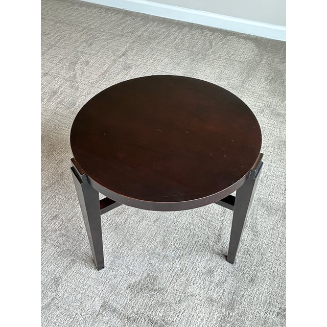 Baker Furniture Company Late 20th Century Baker Furniture Dark Wood Round Accent / Side Table For Sale - Image 4 of 6