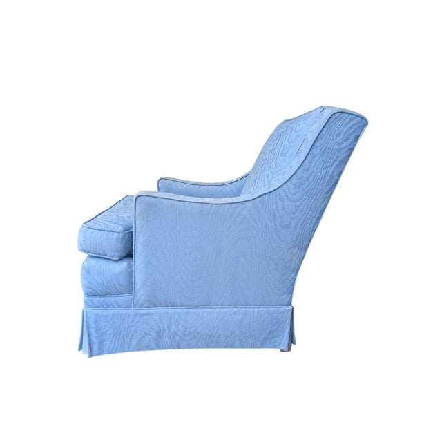 Mid 20th Century Vintage Custom Upholstered Blue Club Chair- A Pair For Sale - Image 5 of 18