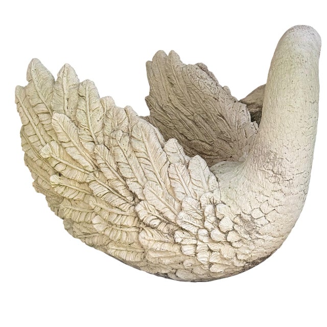 Large Cast Stone Swan 29.5” Garden Ornament Planter by Brookwood Community 1997 For Sale - Image 4 of 12