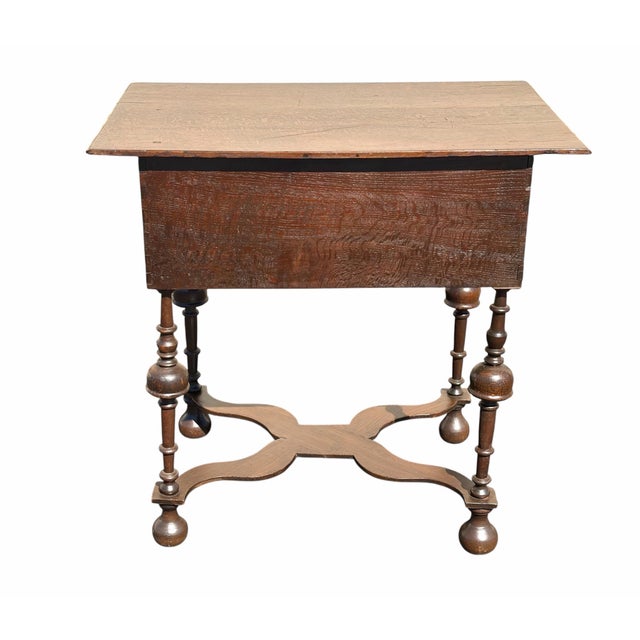 English Fine Original William and Mary Oak X Stretcher Side Table For Sale - Image 3 of 9