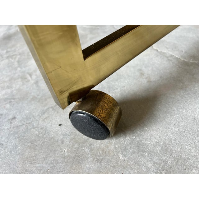Mid-Century Modern Milo Baughman for Design Institute of America Brass Desk / Club Chair With Casters For Sale - Image 3 of 12
