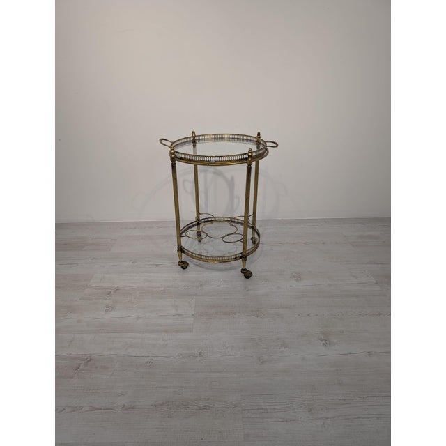 Vintage French Bar Cart in Brass, 1950s For Sale - Image 3 of 15