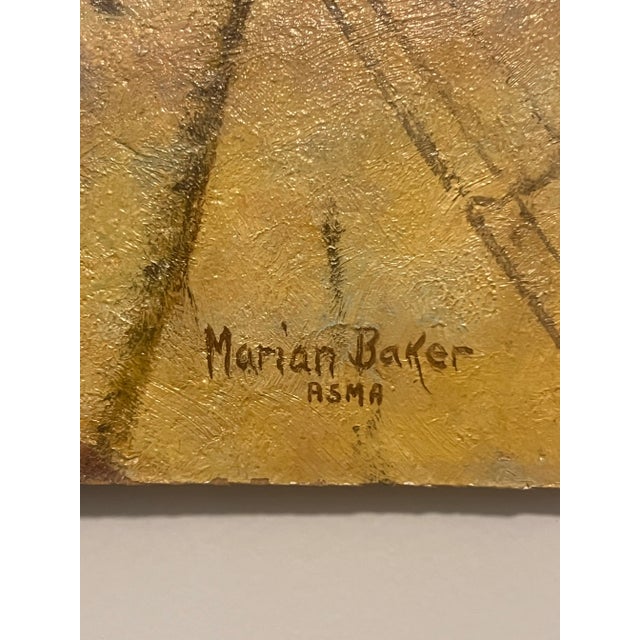 Realism Marian Baker (1915-1981/2), Nautical Oil on Hardboard, “Going Aloft,” Signed, Dated For Sale - Image 3 of 4