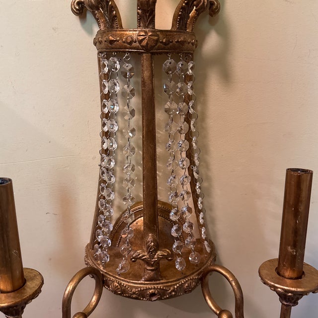 Late 20th Century French Gold Wall Sconces With Crown For Sale - Image 6 of 7
