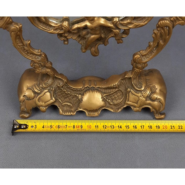 Victorian Style Brass Tabletop Tilting Mirror with Reliefs, 1960s For Sale - Image 12 of 14