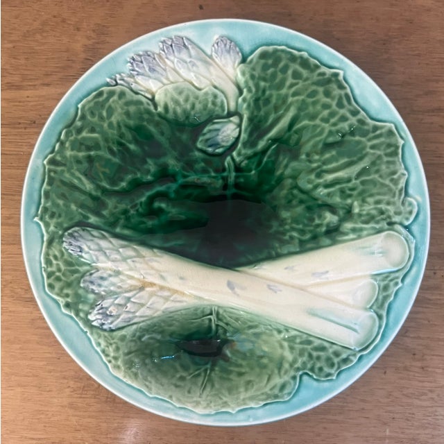Ceramic Majolica Asparagus & Cabbage Plate by Criel Et Montereau, C. 1880's For Sale - Image 7 of 9