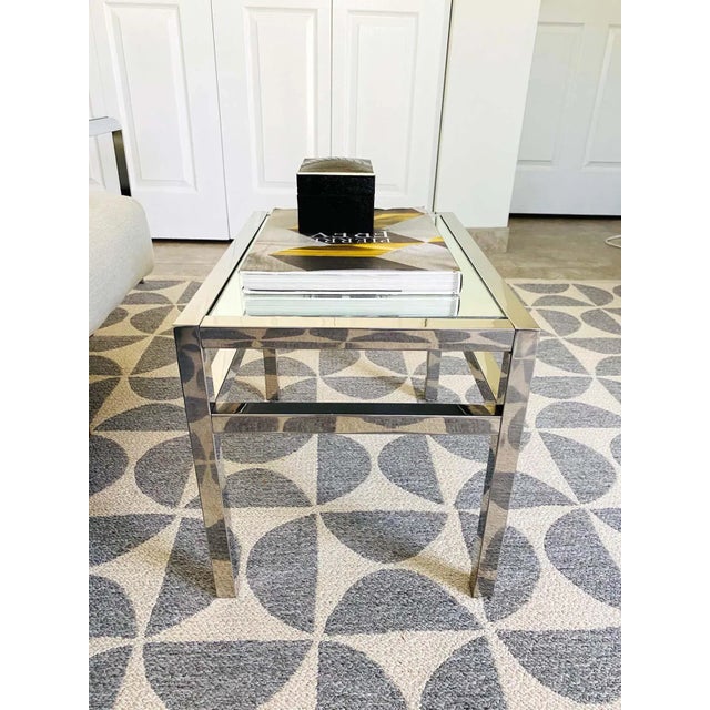 Metal Pair of Vintage Italian Small Side Tables in Chrome and Mirror, C. 1970's For Sale - Image 7 of 13