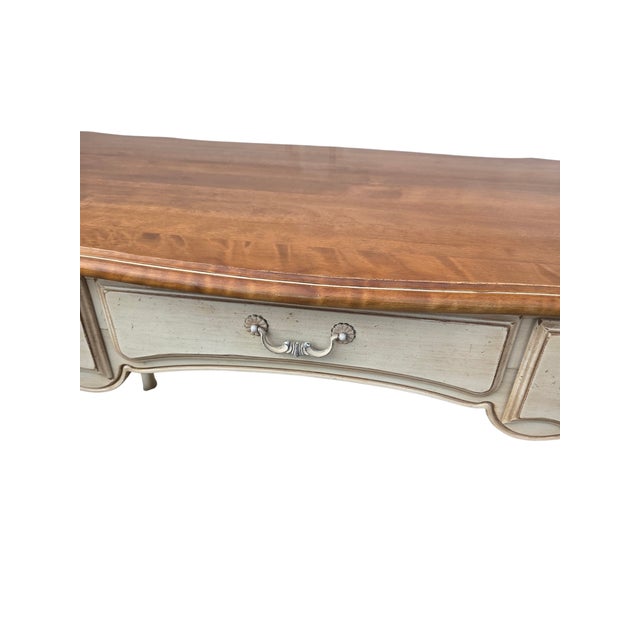 Ethan Allen 1980s Ethan Allen French Country Ladies Writing Desk Paint Decorated Console For Sale - Image 4 of 18