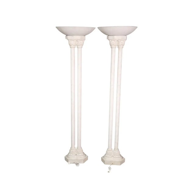 Pair of Stone Torchierre Lamps For Sale In Philadelphia - Image 6 of 6