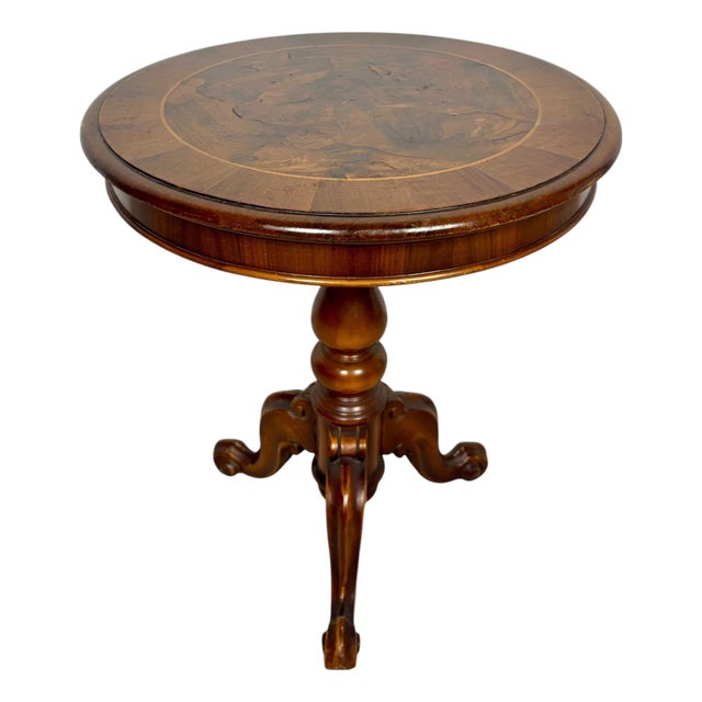 Round Occasional Table With Inlaid Top, 1930s For Sale