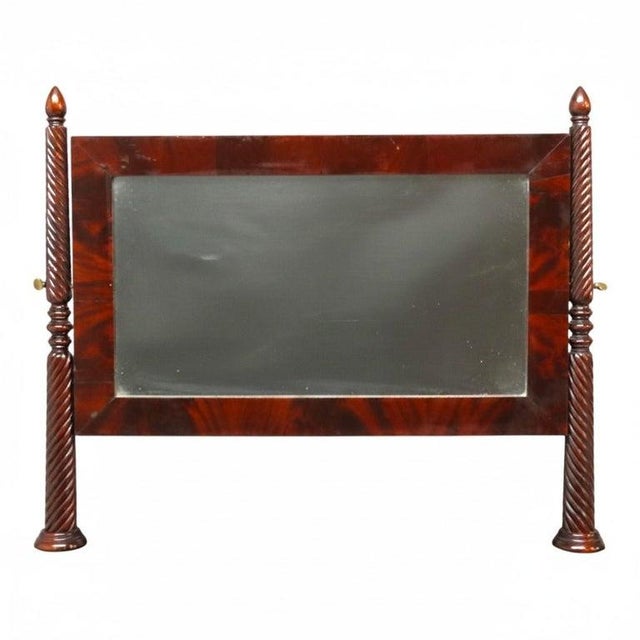Brown Early 19th Century Sheraton Carved Mahogany 3 Drawer Dressing Table With Barley Twist Legs & Mirror For Sale - Image 8 of 16