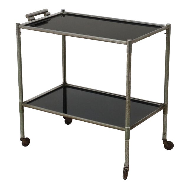 Vintage Service Trolley in Aluminium and Glass, Italy, 1960s For Sale