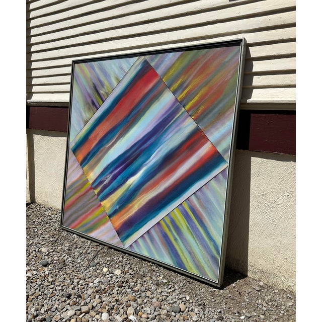 Monumental abstract painting on canvas by Illinois artist Milburn Smith (1921-2015). Stunningly beautiful and dramatic...