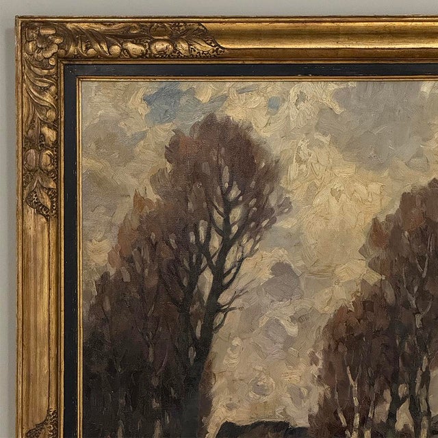 Wood Framed Oil Painting on Canvas by Leo Libert (1908-1950) 'Autumn in the Campine' For Sale - Image 7 of 17