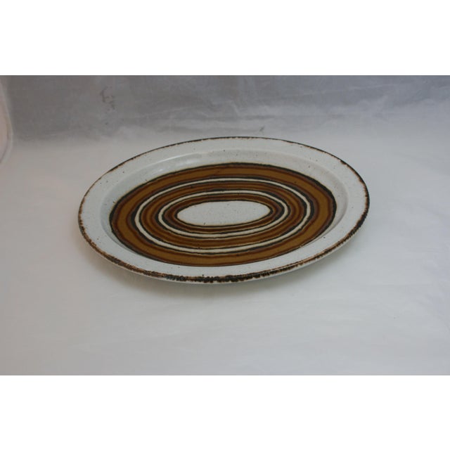 Mid Century English Stonehenge Midwinter Earth Brown & White Oval Platter For Sale In West Palm - Image 6 of 9
