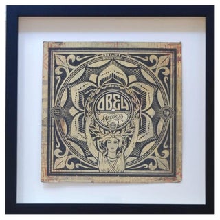 Shepard Fairey (Obey), Lotus Woman AC HPM, 2013, Screen Print and Paper Collage on Lp Cover For Sale