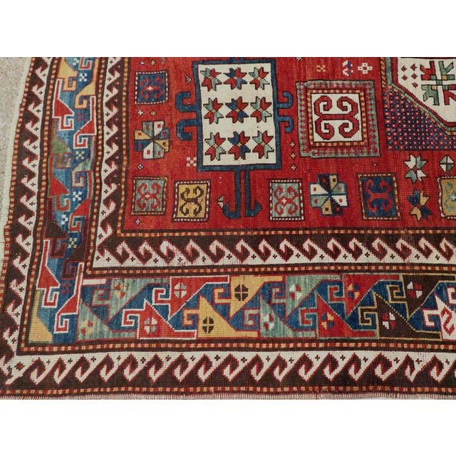 Textile Galerie Shabab Collection Late 19th Century Handmade Caucasian Kazak Accent Rug For Sale - Image 7 of 9