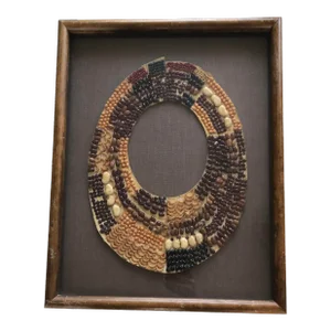 21st Century Framed Bean Art Handcrafted Necklace
