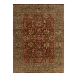 Rug & Kilim’s Classic Tabriz Style Rug With Beige & Blue Florals on Rust Red For Sale