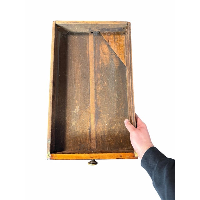 Transitional Antique Primitive 1 Drawer Pine Stand For Sale - Image 3 of 8