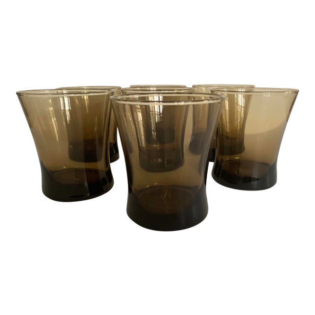 Linden Moka Anchor Hocking Smoke Brown Glasses - Set of 7 For Sale