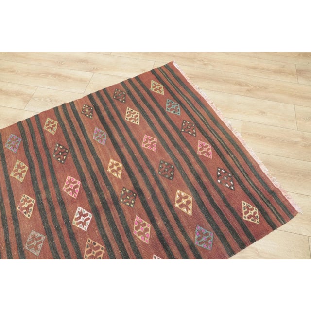 1950s Turkish Red Striped Kilim Rug For Sale - Image 10 of 13