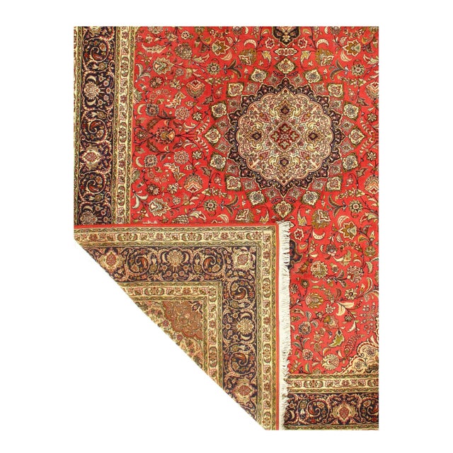 Rust Persian Silk&wool Tabriz 8'2'' X 11'3'' For Sale - Image 4 of 5