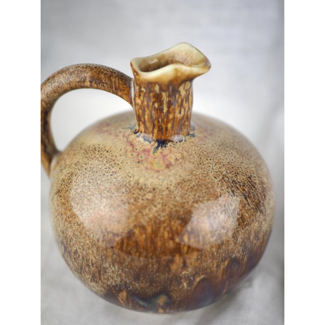 Mid-Century French Round Pitcher Medium Neck Glazed Stoneware For Sale - Image 11 of 12