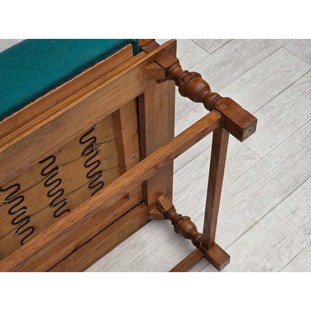 Danish 2-Seater Drop Arm Sofa in Striped Red Wool and Oak, 1950s For Sale - Image 16 of 18