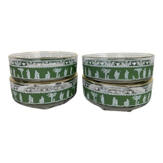 1960s Jeanette Hellenic Green Glass Bowls- Set of 4 For Sale