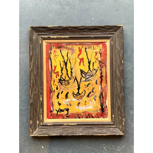 Vintage Boho Purvis Young Abstract Figurative Oil on Canvas For Sale - Image 12 of 12