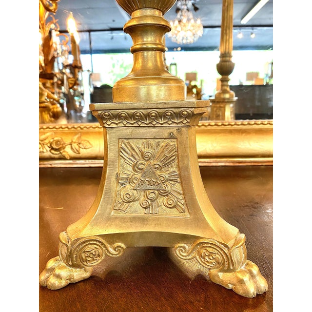 Figurative 19th. Century Brass Cathedral Candlesticks - a Pair For Sale - Image 3 of 8