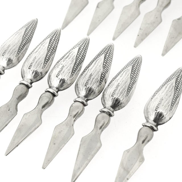 Set of 12 Mid 20th Century Figural Sterling Silver Corn on the Cob Holders For Sale In Philadelphia - Image 6 of 12