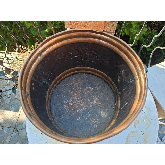 Metal Art Deco Copper and Wood Container for Fireplace, 1940s For Sale - Image 7 of 8