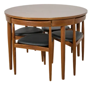 Mid-Century Teak Dining Table and Chairs Set by Hans Olsen for Frem Røjle, Denmark, 1950s, Set of 5